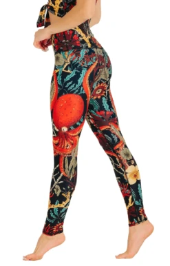 Coral My Name Printed Yoga Leggings -YOGA DEMOCRACY Sales 1103 CORAL LEFT