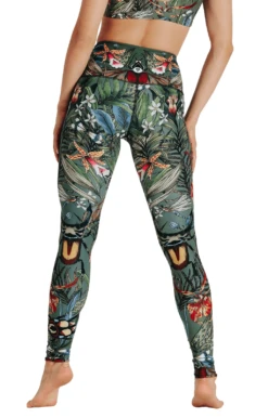 Green Thumb Printed Yoga Leggings -YOGA DEMOCRACY Sales 1103 GT BACK