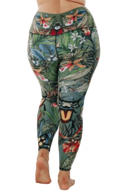 Green Thumb Printed Yoga Leggings -YOGA DEMOCRACY Sales 1103 GreenThumb back removebg