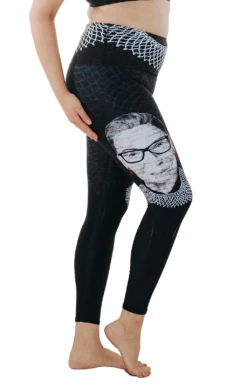 Notorious RBG Printed Yoga Leggings -YOGA DEMOCRACY Sales 1103 RBG side removebg