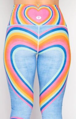 Rainbow Love Printed Yoga Leggings -YOGA DEMOCRACY Sales 1103 RainbowLove Closeup