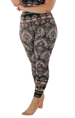 Espresso Yourself Printed Yoga Leggings -YOGA DEMOCRACY Sales 1103 espresso front removebg