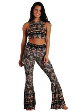Espresso Yourself Printed Bell Bottoms -YOGA DEMOCRACY Sales 1114133 Espresso Yourself Front1