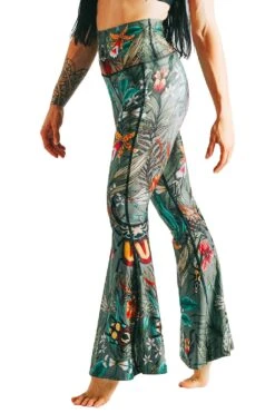 Green Thumb Printed Bell Bottoms -YOGA DEMOCRACY Sales 111476 Green Thumb Side 1