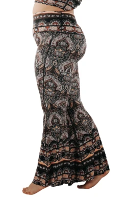 Espresso Yourself Printed Bell Bottoms -YOGA DEMOCRACY Sales 1114 espresso side removebg