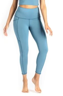7/8 Boundless Legging With Pockets In Ocean -YOGA DEMOCRACY Sales 1115 SOLIDS BLUE FRONT sw