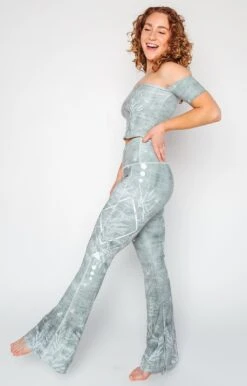 Split Flare Pant In Pure Sage -YOGA DEMOCRACY Sales 1116 PureSage FullBody