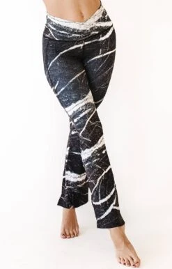 Split Flare Pant In River Rock -YOGA DEMOCRACY Sales 1116 stone front2