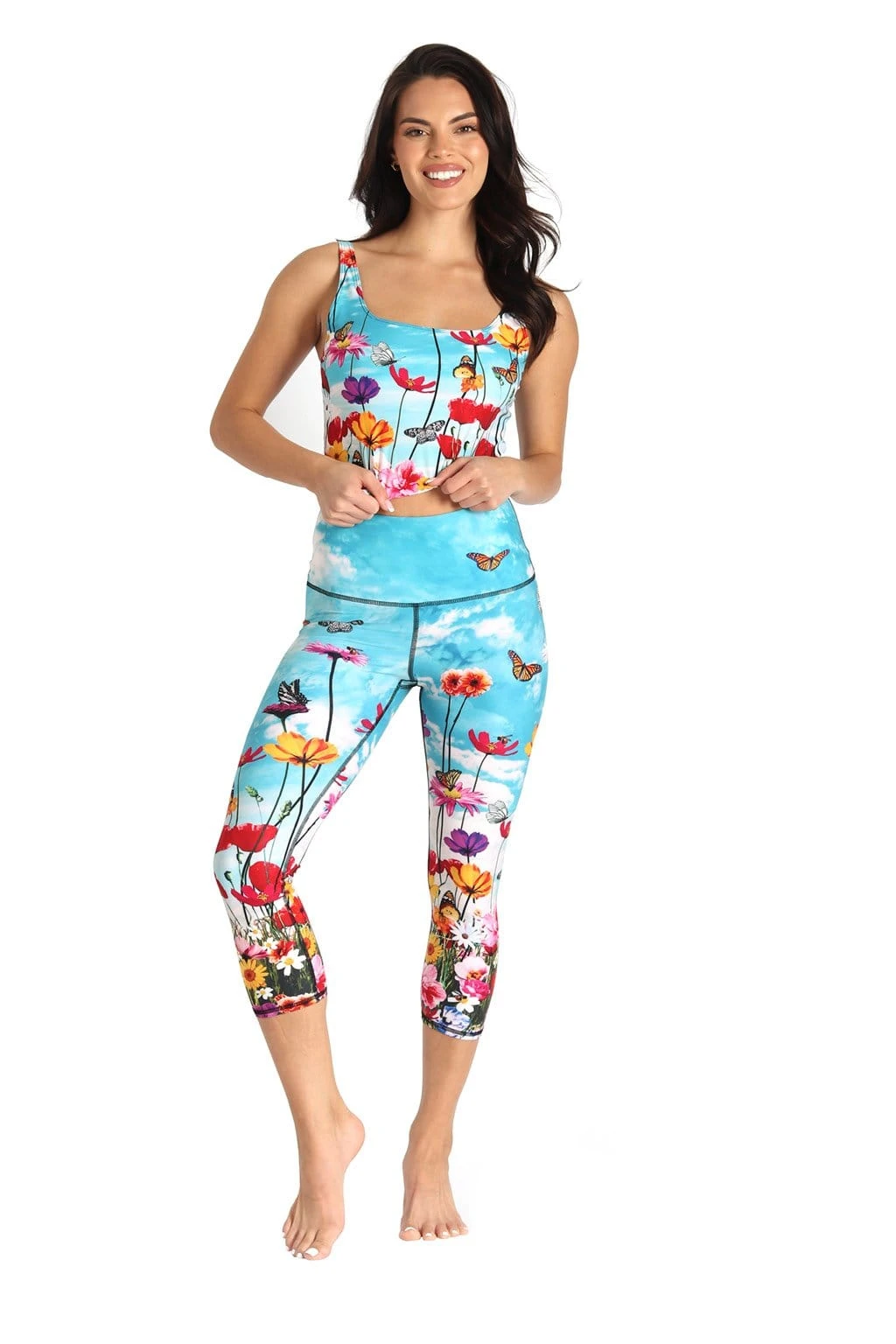 Flower Bomb Printed Yoga Crops 2 Flower Bomb Printed Yoga Crops - Image 2