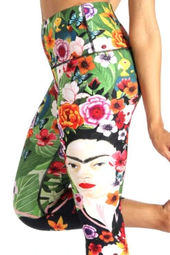 Kahlo Printed Yoga Crops -YOGA DEMOCRACY Sales 1201 FRIDA DETAIL 1
