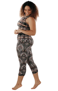 Espresso Yourself Printed Yoga Crops -YOGA DEMOCRACY Sales 1201 Espresso full removebg