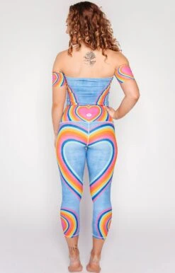 Rainbow Love Printed Yoga Crops -YOGA DEMOCRACY Sales 1201 RainbowLove FullBody