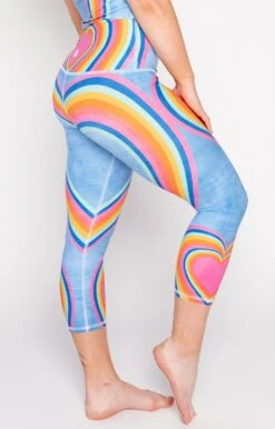 Rainbow Love Printed Yoga Crops