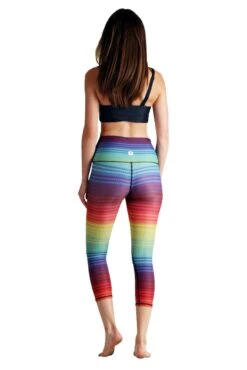Rainbow Stripe Printed Yoga Crops -YOGA DEMOCRACY Sales 1201 Rainbow 5