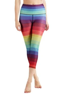 Rainbow Stripe Printed Yoga Crops