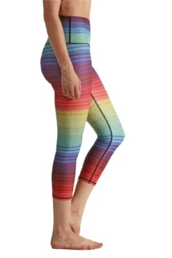 Rainbow Stripe Printed Yoga Crops -YOGA DEMOCRACY Sales 1201 Rainbow 7