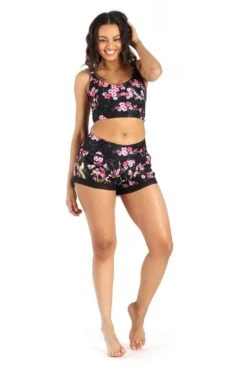 Flow Short In Cherry Bloomin 9 Flow Short In Cherry Bloomin -YOGA DEMOCRACY Sales 1305 BLACK CHERRY 8 FULL