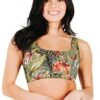 Everyday Sports Bra In Green Thumb - Medium Support, A - E Cups -YOGA DEMOCRACY Sales 130576 Green Thumb Flow Short Front 5