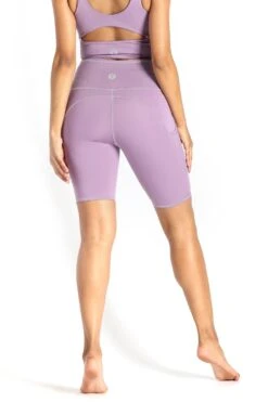 Utility Biker Short In Amethyst -YOGA DEMOCRACY Sales 1306 SOLIDS PURPLE BACK
