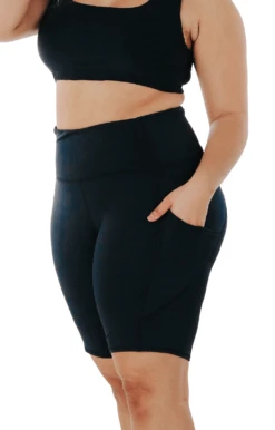 Utility Biker Short In Jet Black -YOGA DEMOCRACY Sales 1306 black front removebg