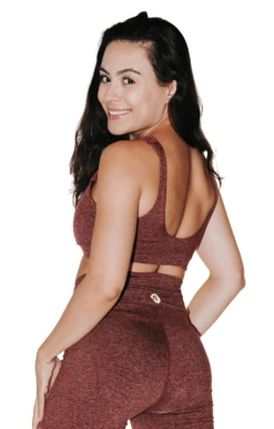 Everyday Sports Bra In Henna Heather - Medium Support, A - E Cups 7 Everyday Sports Bra In Henna Heather - Medium Support, A - E Cups -YOGA DEMOCRACY Sales 1505 Henna back removebg