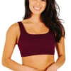 Everyday Sports Bra In Maroon - Medium Support, A - E Cups -YOGA DEMOCRACY Sales 1505 Maroon Front removebg