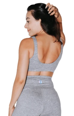 Everyday Sports Bra In Silver Heather - Medium Support, A - E Cups 5 Everyday Sports Bra In Silver Heather - Medium Support, A - E Cups -YOGA DEMOCRACY Sales 1505 SIlverHeather Back removebg