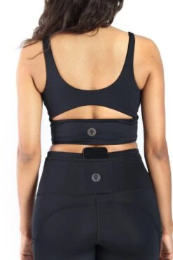 Limitless Sports Bra In Jet Black - Medium Support, A - E Cups -YOGA DEMOCRACY Sales 1506 SOLIDS BLACK DETAIL