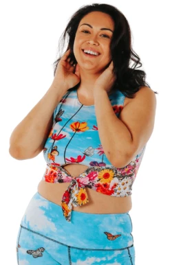 Reversible Knot Top In Flower Bomb -YOGA DEMOCRACY Sales 1606 flowerbomb front2 removebg