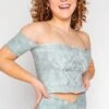 Off The Shoulder Bandeau In Pure Sage -YOGA DEMOCRACY Sales 1609 PureSage Front2