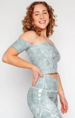 Off The Shoulder Bandeau In Pure Sage -YOGA DEMOCRACY Sales 1609 PureSage Left