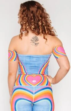 Off The Shoulder Bandeau In Rainbow Love -YOGA DEMOCRACY Sales 1609 RainbowLove Back