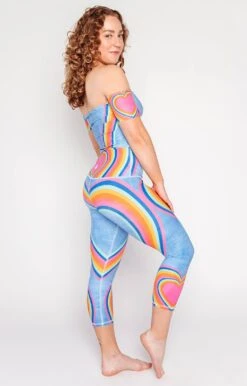 Off The Shoulder Bandeau In Rainbow Love -YOGA DEMOCRACY Sales 1609 RainbowLove Fullbody
