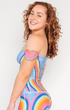 Off The Shoulder Bandeau In Rainbow Love -YOGA DEMOCRACY Sales 1609 RainbowLove Side