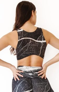 Reversible Twist Top In River Rock -YOGA DEMOCRACY Sales 1611 stone back1