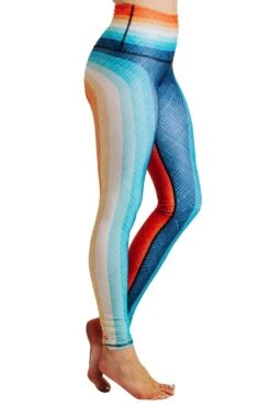 Retro Rainbow Printed Yoga Leggings -YOGA DEMOCRACY Sales Cropped 1103 side3 retrorainbow