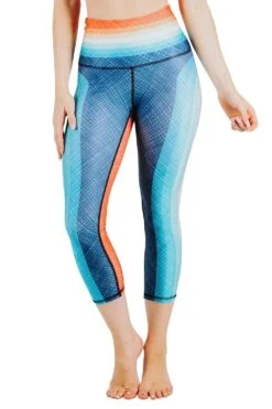 Retro Rainbow Printed Yoga Crops -YOGA DEMOCRACY Sales Cropped 1201 front2 retrorainbow