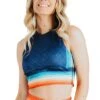 Free Range Sports Bra In Retro Rainbow -YOGA DEMOCRACY Sales Cropped 1504 front1 retrorainbow