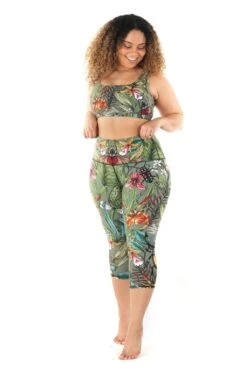 Green Thumb Printed Yoga Crops 15 Green Thumb Printed Yoga Crops -YOGA DEMOCRACY Sales PLUS SIZE 235