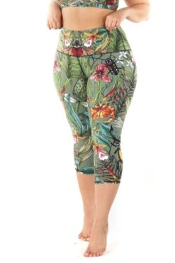 Green Thumb Printed Yoga Crops 14 Green Thumb Printed Yoga Crops -YOGA DEMOCRACY Sales PLUS SIZE 236